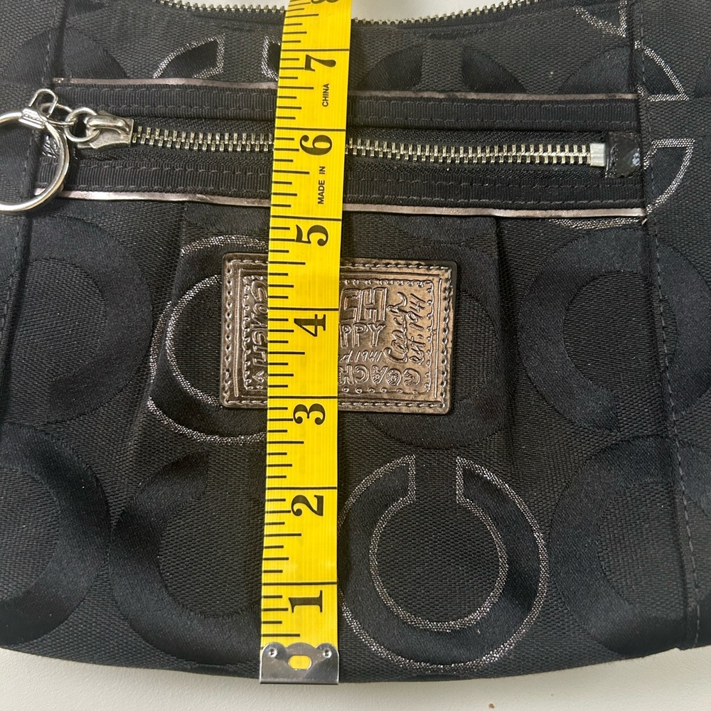 Coach Poppy Bag Black & Silver Women's Coach Purse Y2K Black Canvas "C" Logo - Picture 11 of 12